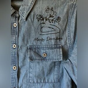 Harley Davidson Denim Shirt, Sz. S, Long Sleeves, Genuine Motorclothes